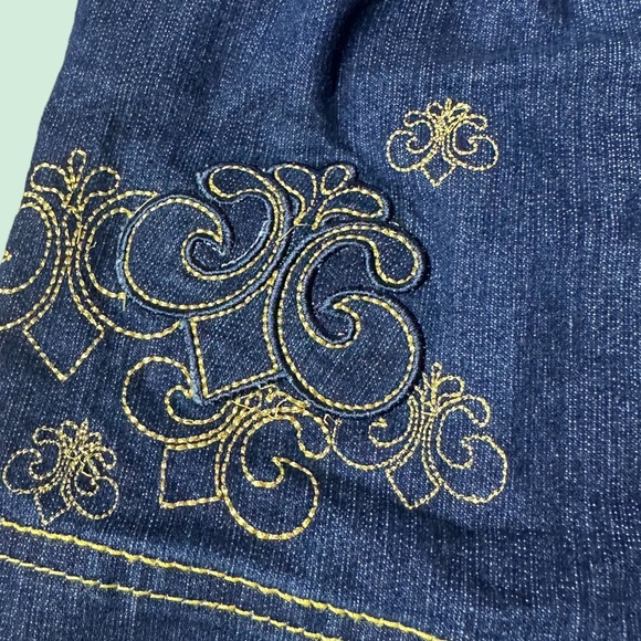 Toddler Girl House Of Dereon Dark Denim Button Front Blazer Jacket Gold Size 4T - Picture 6 of 9